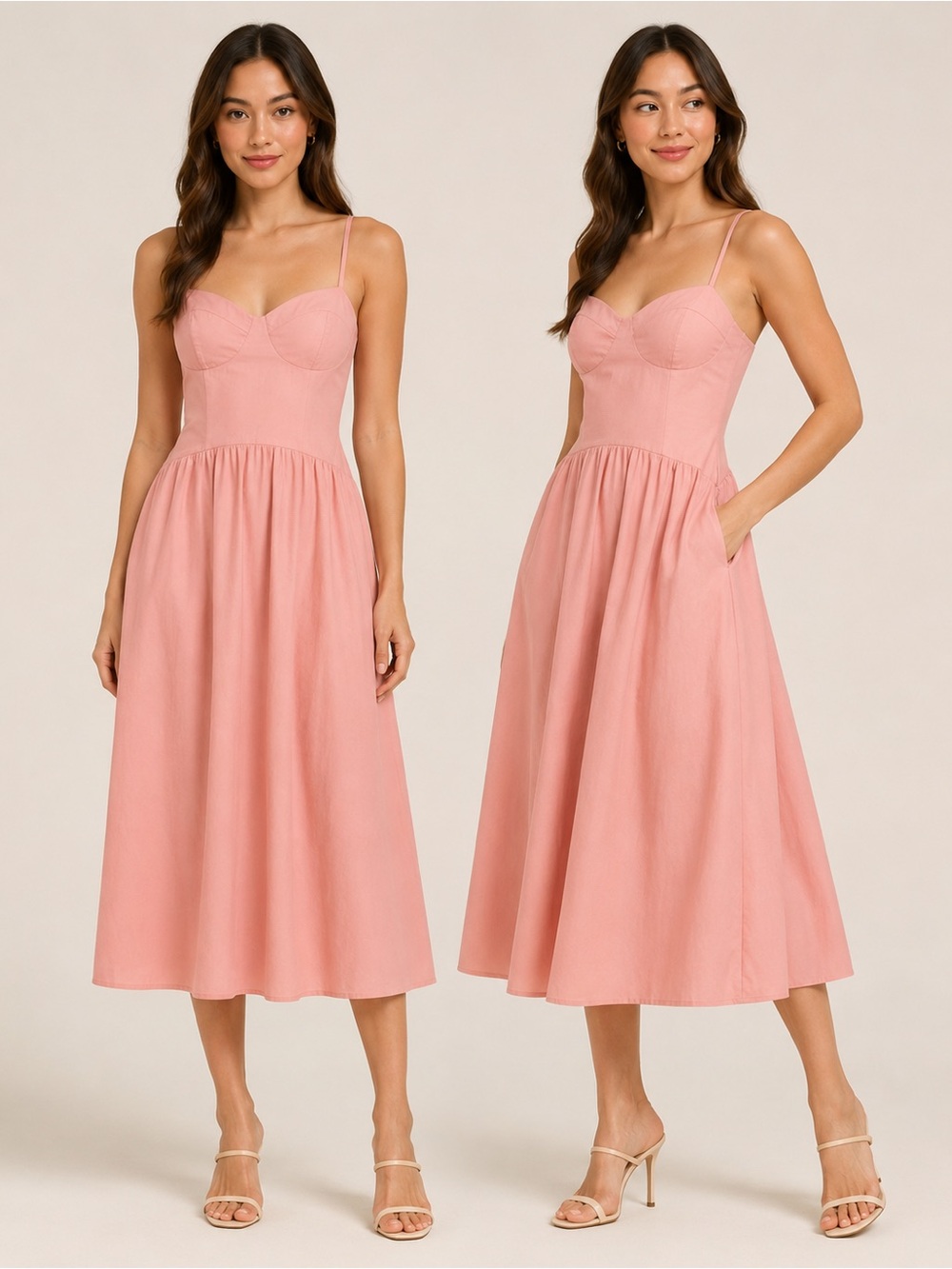 Peppermayo Dusty Pink Sweetheart Midi Dress